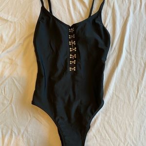 Black one piece bathing suit